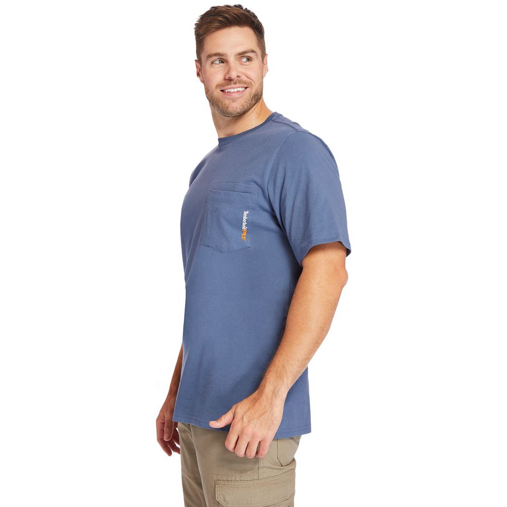 Camisetas Timberland Hombre Pro® Big & Tall Base Plate Short-Sleeve Azules - Chile OHA-127563